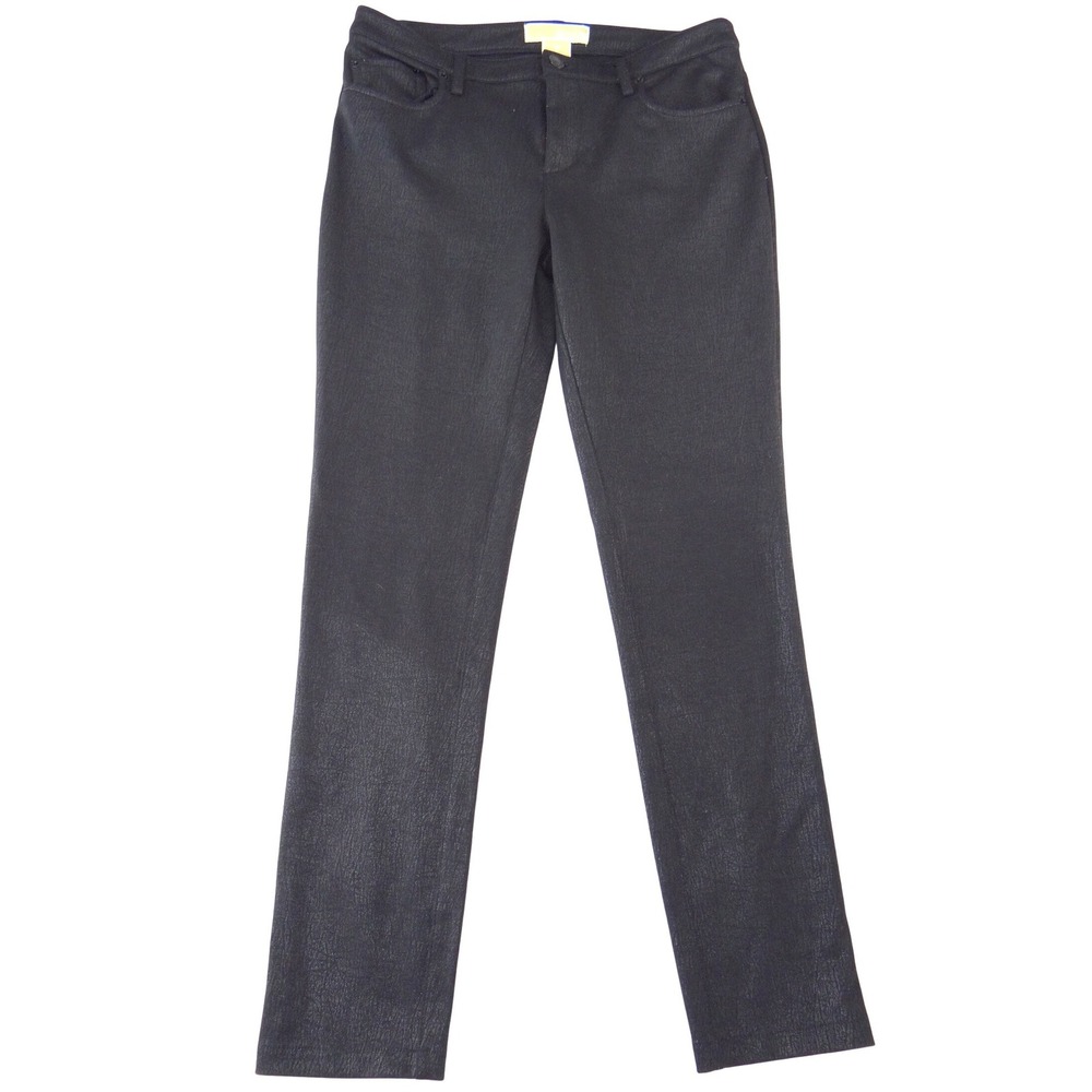 Michael Kors Womens Black Textured Skinny Pants Mid Rise Slim‎ Trousers Size 6
